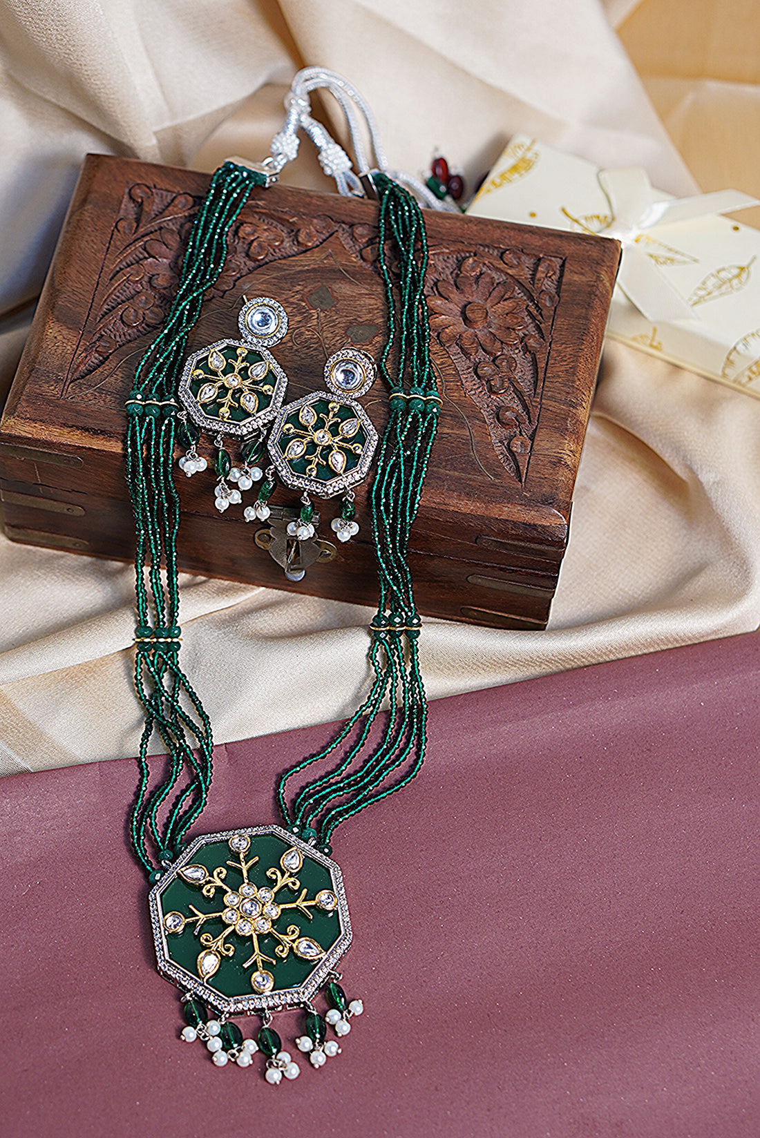 Rajvanshi necklace set from house of Mrigaya by Nandini for Traditional and Festive Indian Look | for Gifting | Premium & Luxury Jewelry__Green