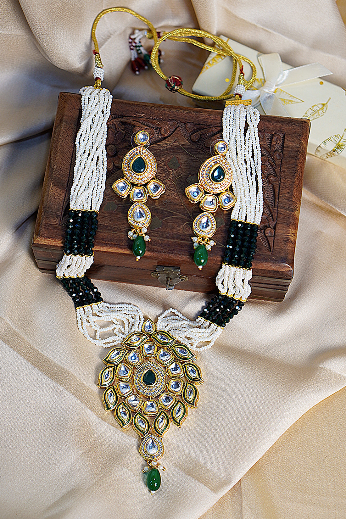 Noor Rani necklace set from house of Mrigaya by Nandini for Traditional and Festive Indian Look | for Gifting | Premium & Luxury Jewelry__Green