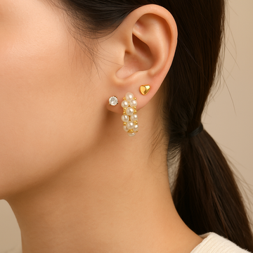 Elegant Gold & Pearl Earring Set from Mrigaya by Nandini earrings for festive occasions | for traditional look | for office Indian wear– 9 Pairs
