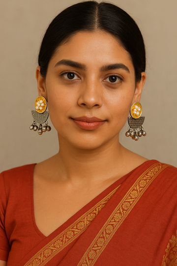 Jhumri Collection from Mrigaya by Nandini for Office Wear | Casual Occasions (length-4cm) - Metallic