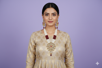 Noor Rani necklace set from house of Mrigaya by Nandini for Traditional and Festive Indian Look | for Gifting | Premium & Luxury Jewelry__Red
