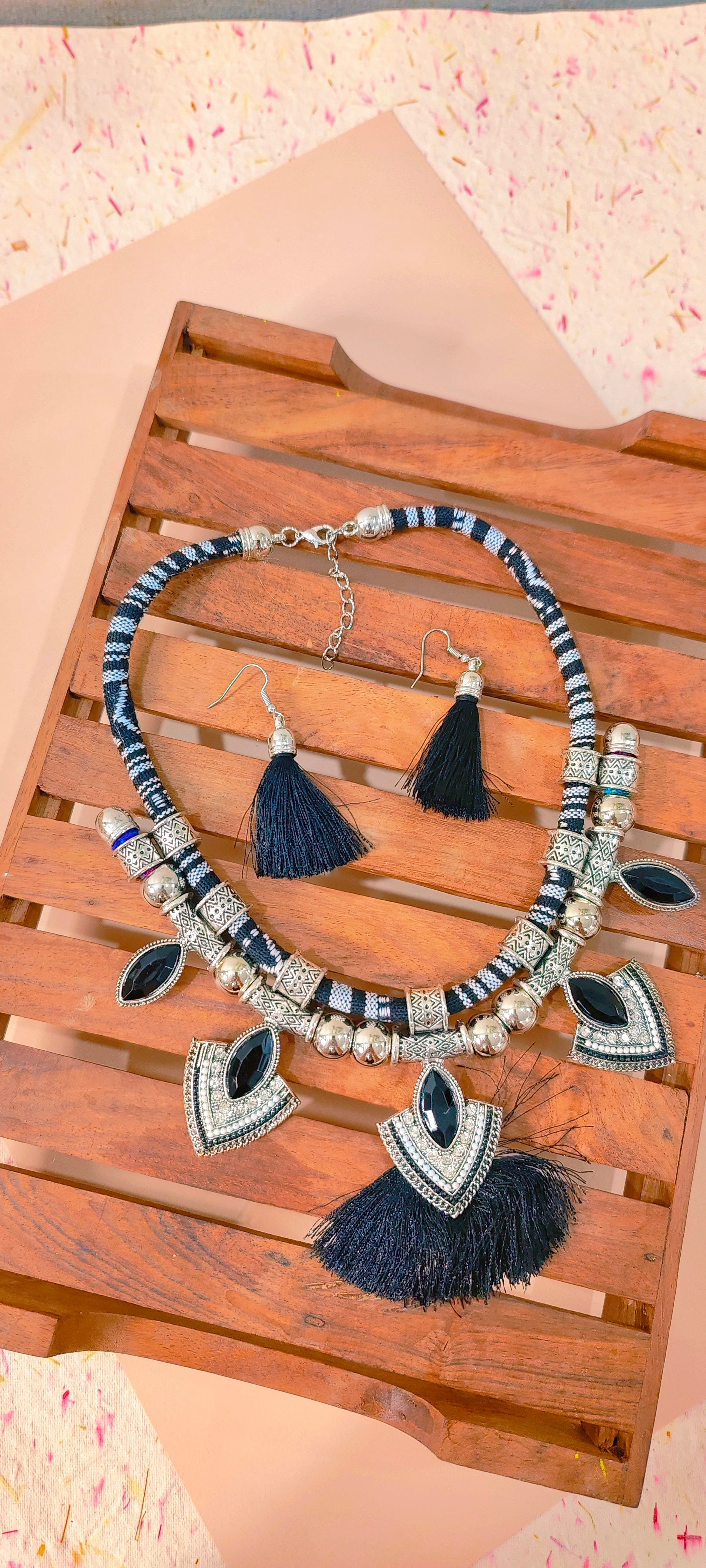 Doriyan -Black Necklace Set from house of Mrigaya by Nandini for Traditional and Festive Indian Look for Gifting