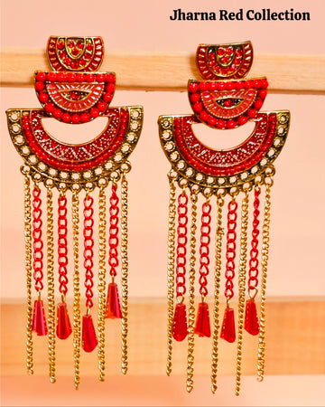 Jharna Earring for Women for Wedding & Traditional Occasion-Red