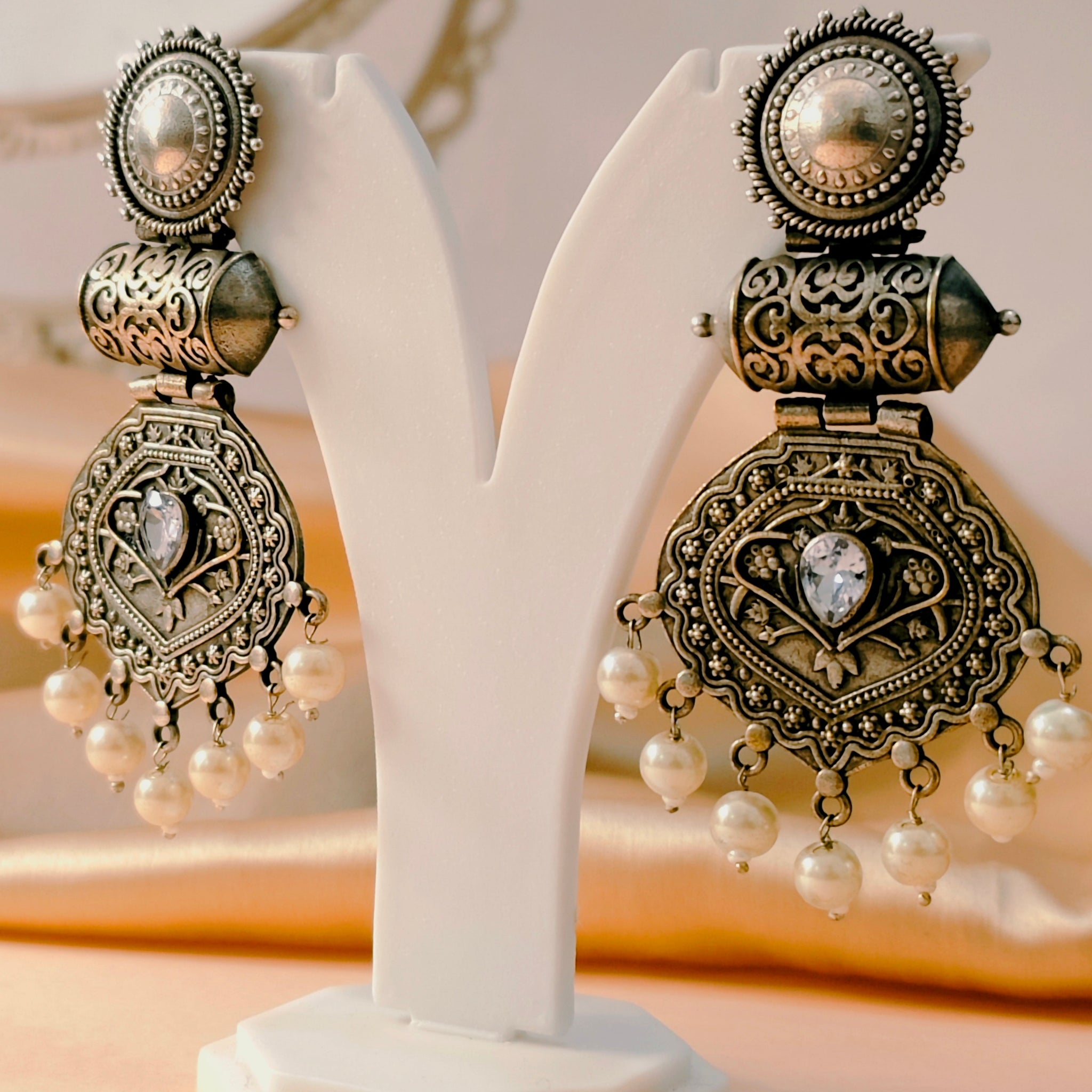 Navrasa Antique Finish Earrings for festive occasions | for traditional look | for office Indian wear - Mrigaya India