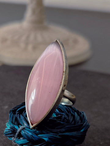 Mangalya Multi Colours Rings with antique finish and single big stone for festive occasions | for traditional look | for office Indian wear-Pink