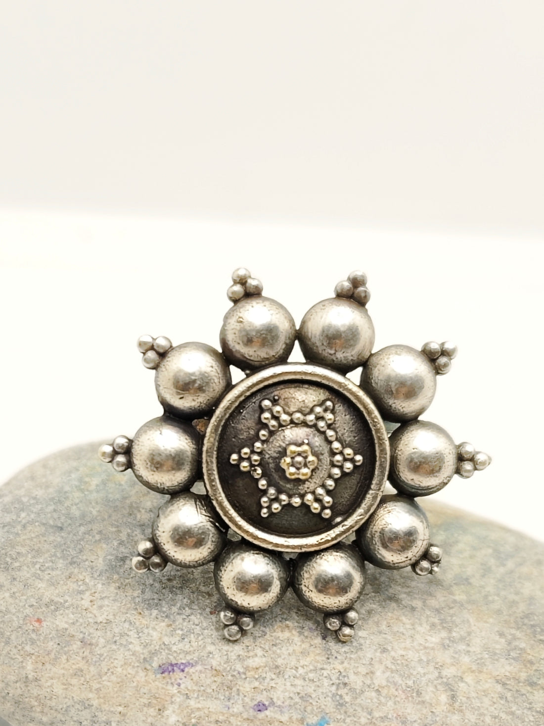 Mohar Rings from House of Mrigaya by Nandini for comes with Antique Silver Finish Ring for festive occasions | for traditional look | for office Indian Look - Mrigaya India