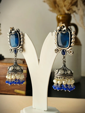 Badhao Jhumka Collection | Premium range from House of Mrigaya by Nandini | for Festive Occasions & Traditional Look- Navy Blue - Mrigaya India