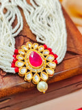 Moti Haari Chokar Necklace Set from house of Mrigaya by Nandini for Traditional and Festive Indian Look | for Gifting- Gold & Red - Mrigaya India