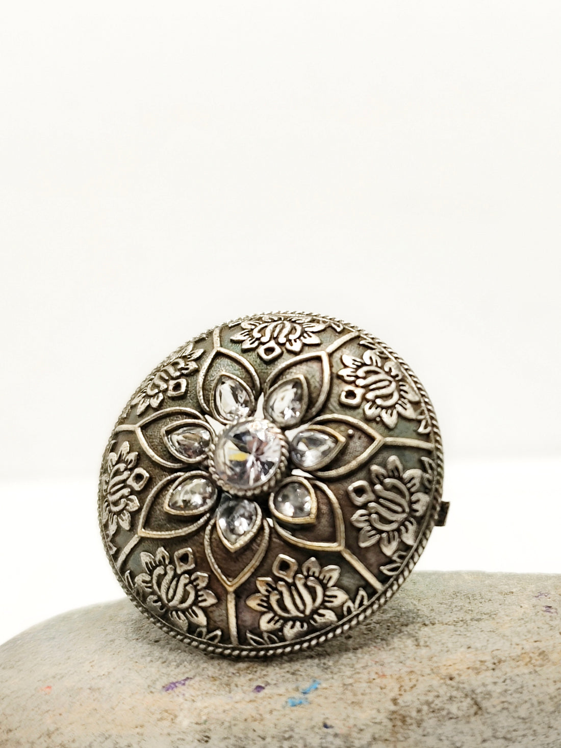 Chahat Collection from House of Mrigaya by Nandini comes with Antique Silver Finish Ring for Festive Occasions | for Traditional Look | for  Indian Office Wear - Mrigaya India