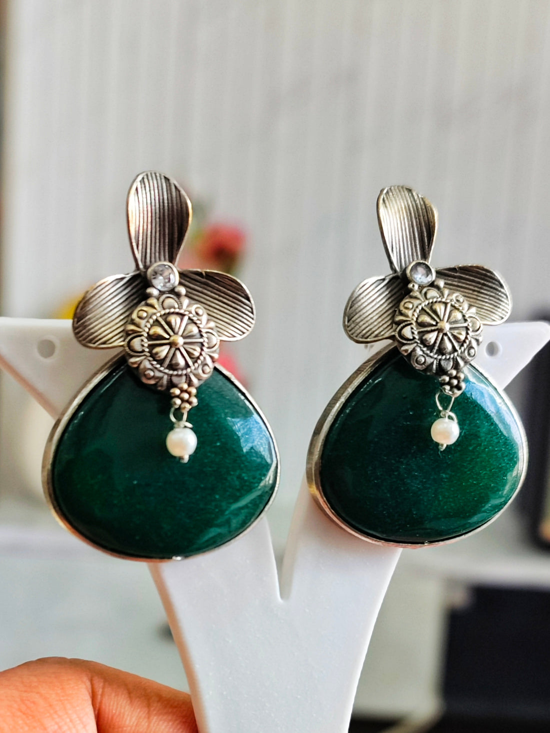 Urj Big Stone Premium Dangler Earrings from the House of Mrigaya by Nandini for Party Look | Festive Occasions & Traditional Look- - Mrigaya India