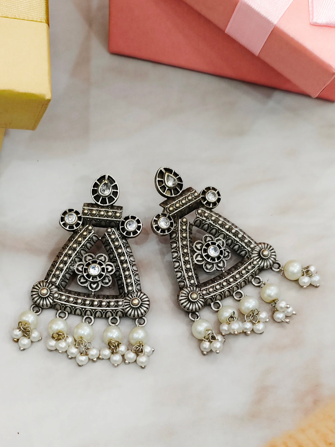 Mandana Antique Finish Earrings from Mrigaya by Nandini for Festive Occasions & Traditional Look | Indian Ethnic Look - Mrigaya India