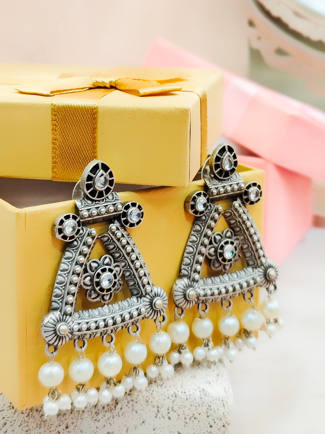 Mandana Antique Finish Earrings from Mrigaya by Nandini for Festive Occasions & Traditional Look | Indian Ethnic Look - Mrigaya India
