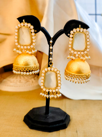 Mrigaya's Lob Jhumka & Maang Tika Collection for wedding and festive ethnic look - gold