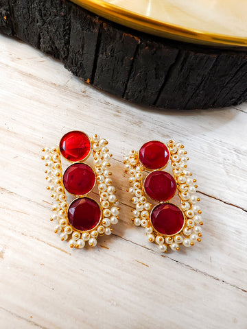 Kalki Earring Set from Mrigaya by Nandini - Red & Green