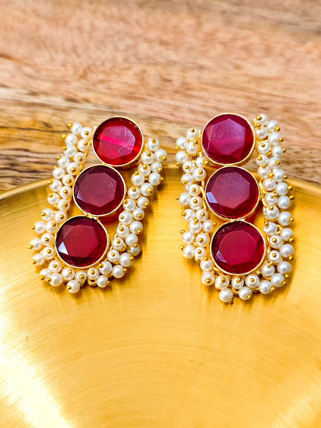 Kalki Earring Set from Mrigaya by Nandini - Red & Green
