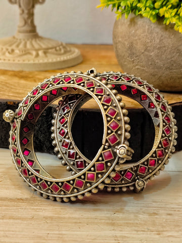Khanjna Haath Kada Antique Finish from Mrigaya by Nandini (Size 2.4,2.6)-2 Bangle