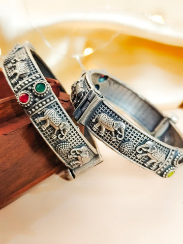 Gaj Haath Kada Antique Finish from Mrigaya by Nandini - 2 Bangles