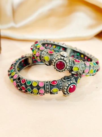Satrang Haath Kada Antique Finish from Mrigaya by Nandini - 2 Bangles
