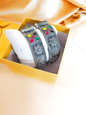 Pushpa Haath Kada Antique Finish from Mrigaya by Nandini - 2 Bangles