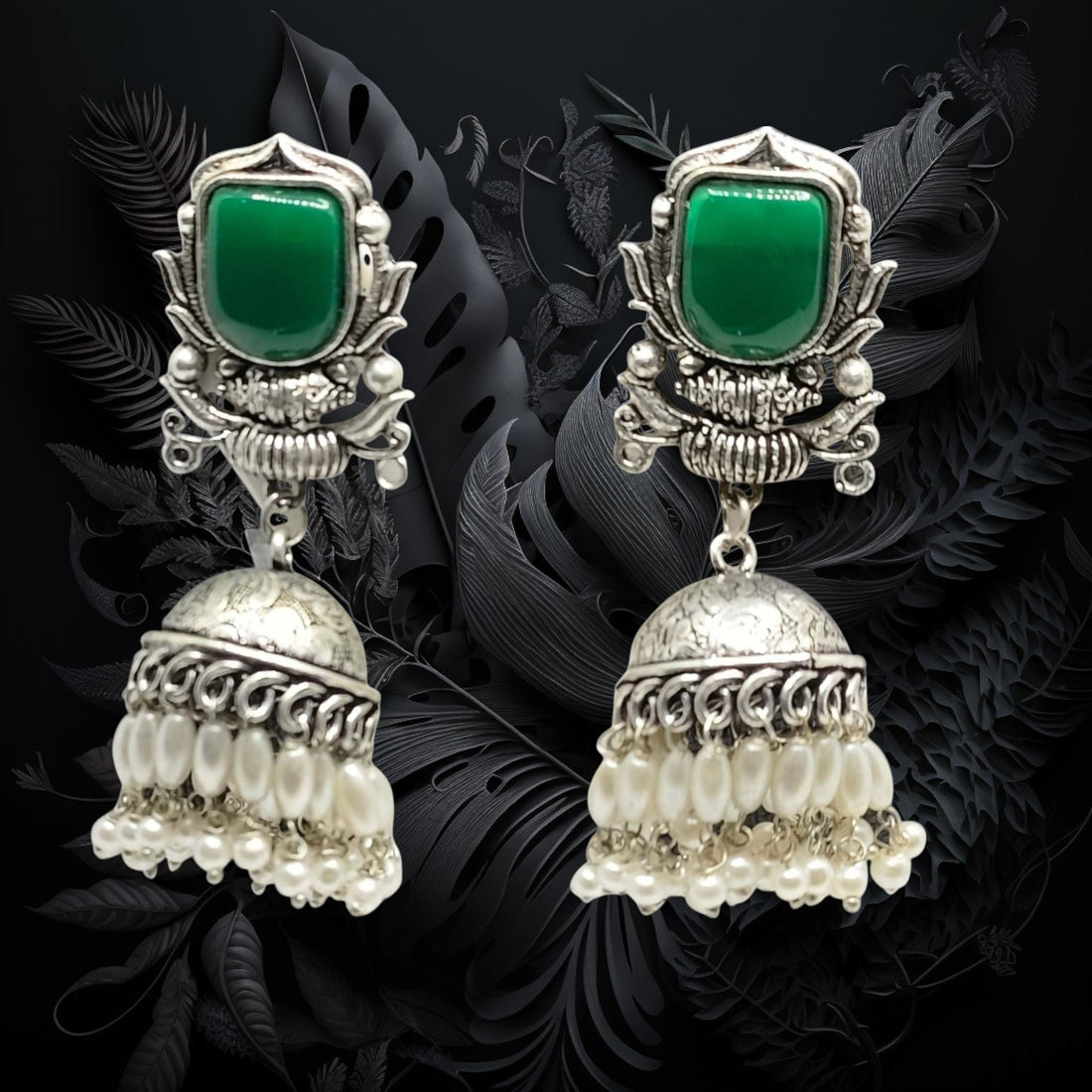 Badhao Jhumka Collection | Premium range from House of Mrigaya by Nandini | for Festive Occasions & Traditional Look__Green