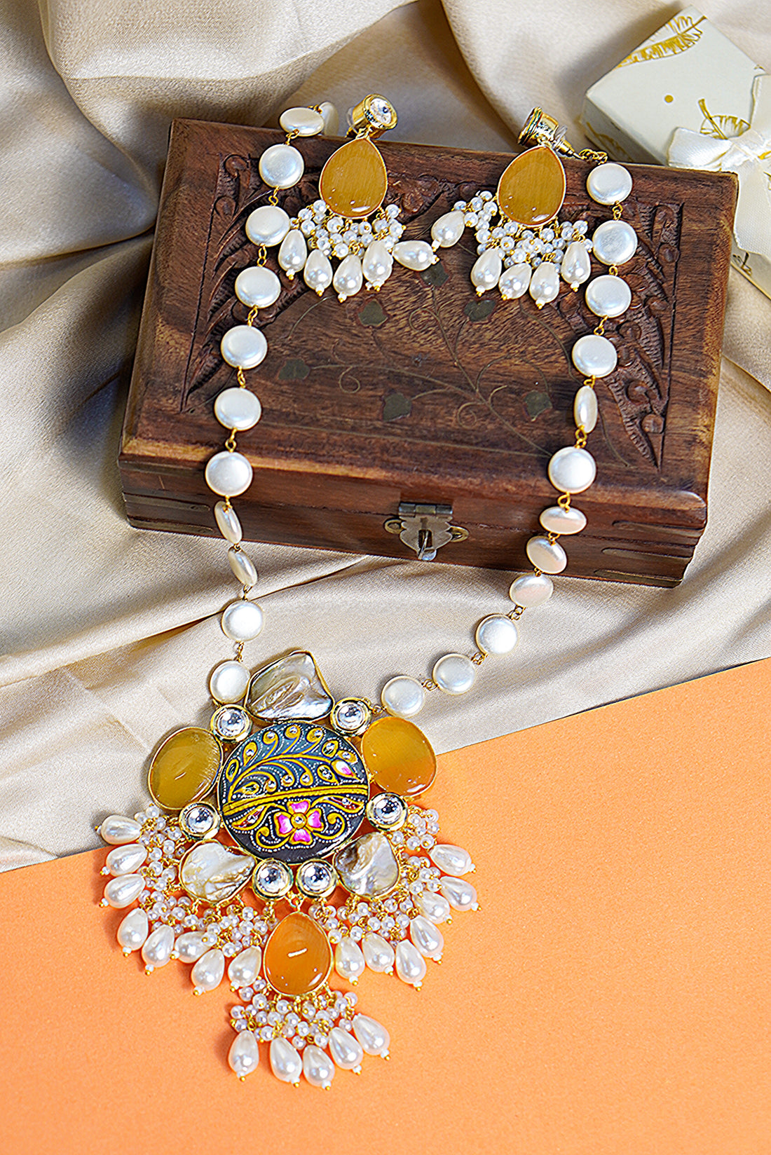 Menakari Yellow Necklace Set from house of Mrigaya by Nandini for Traditional and Festive Indian Look | for Gifting | Premium Jewelery __ Yellow