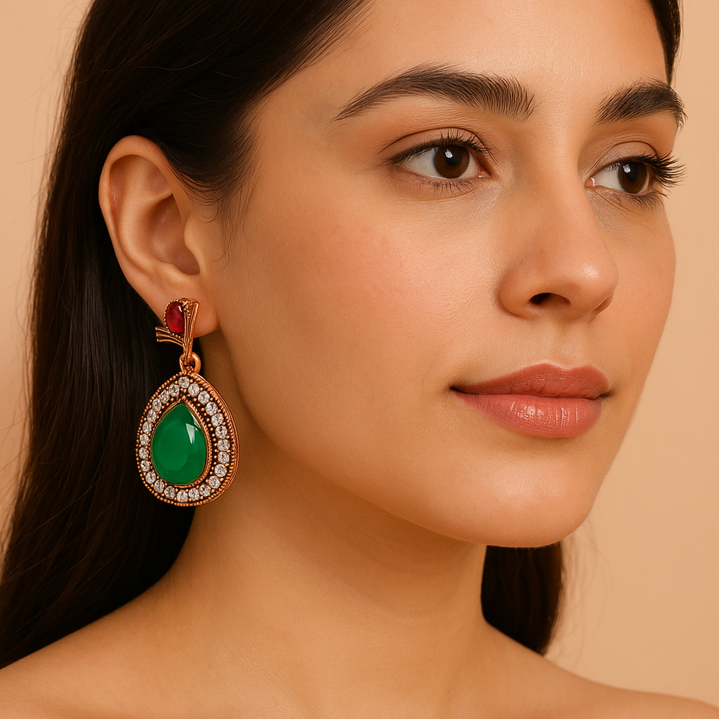 Ekaat Earring from Mrigaya by Nandini for Festive Occasions | India Look & Wedding- Green