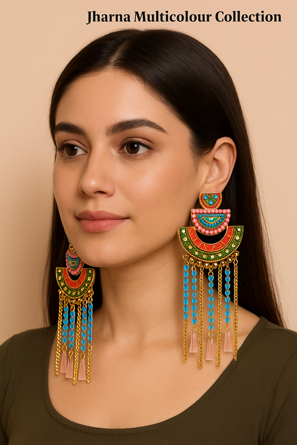Jharna Earring for Women for Wedding & Traditional Occasion-Multi