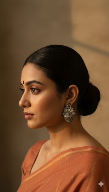 kalash Earring set from House of Mrigaya by Nandini | for Festive Occasions & Traditional Look- Metallic