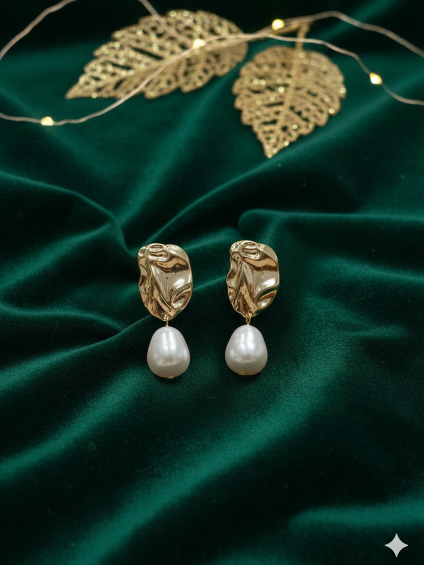 Cove Premium Anti-Tarnish Golden Stainless-Steel Earrings from Mrigaya by Nandini