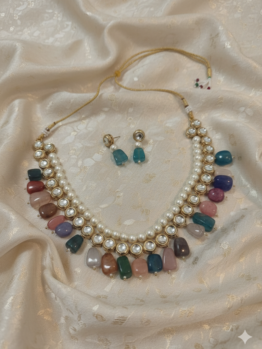 Lakshmi's Blessing necklace set from house of Mrigaya by Nandini for Traditional and Festive Indian Look | for Gifting | Premium & Luxury Jewelry