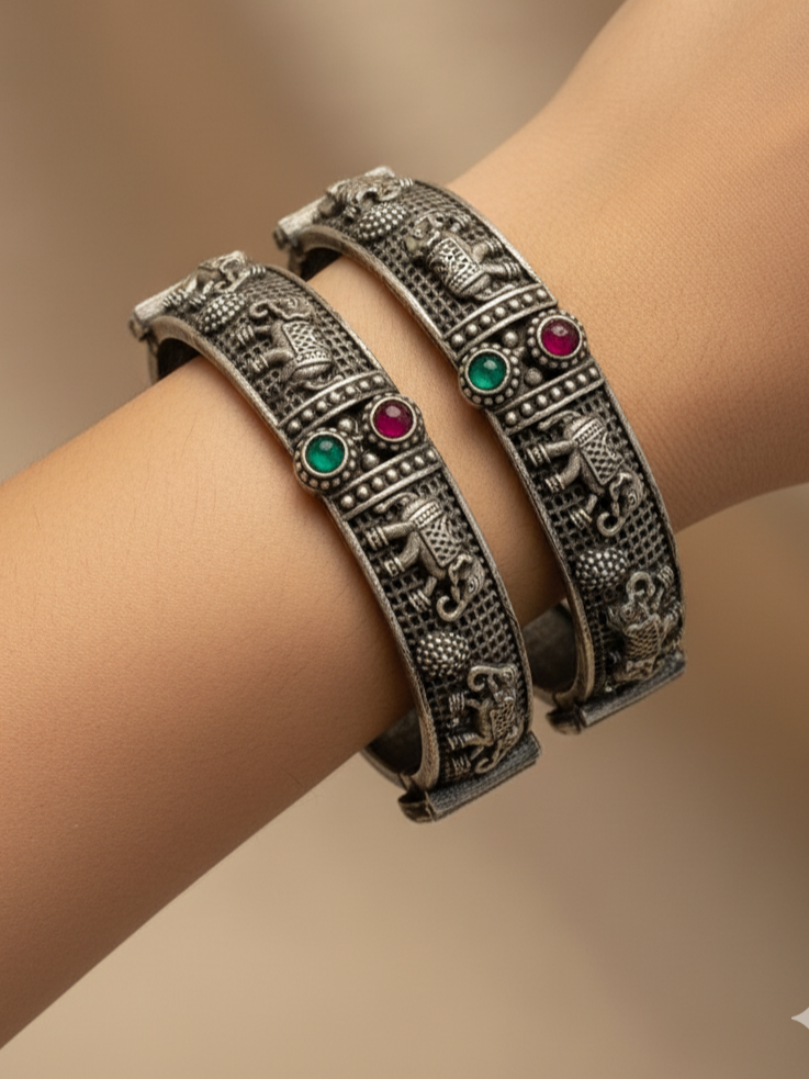 Gaj Haath Kada Antique Finish from Mrigaya by Nandini - 2 Bangles