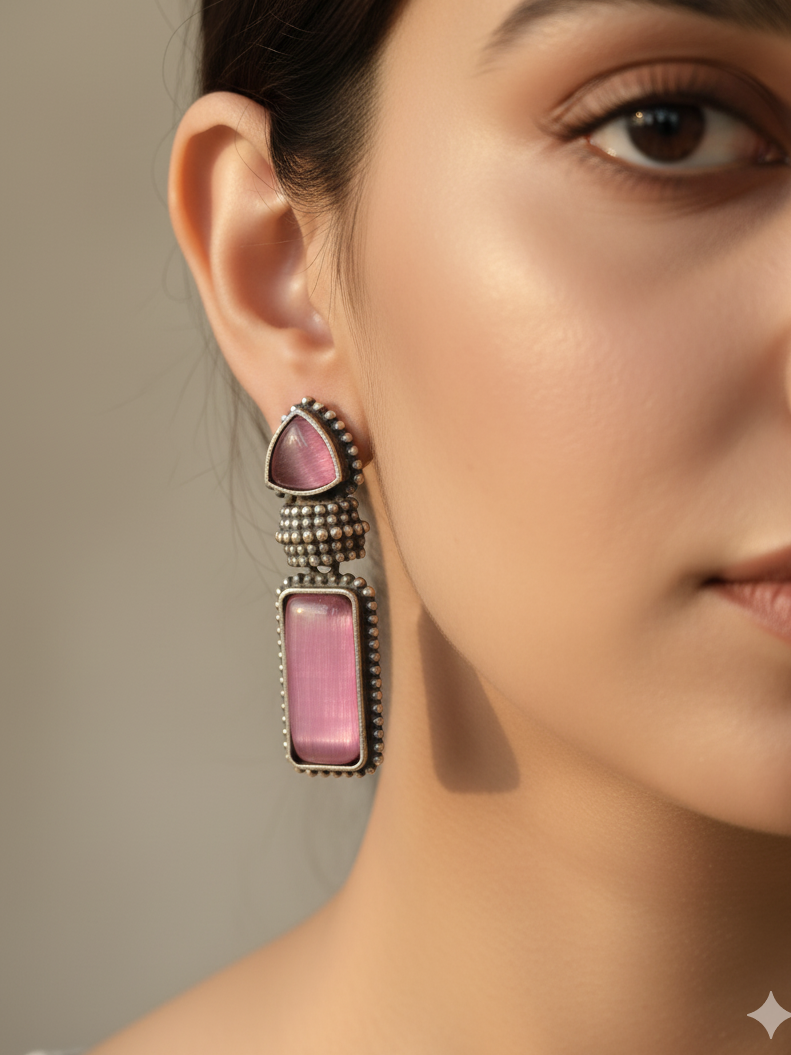 Sankol -Pink earring from Mrigaya by Nandini for Traditional and Ethnic Look_Pink