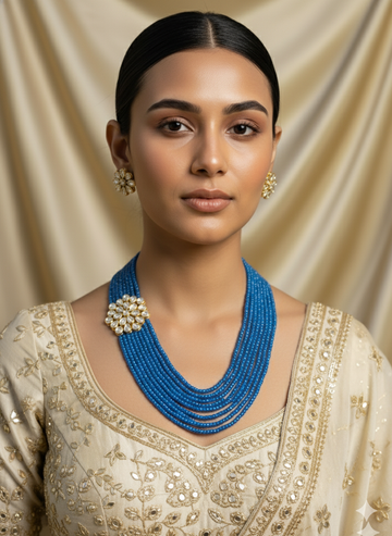 Ganga's Flow Necklace Set from House of Mrigaya by Nandini for Traditional and Festive Occasions | Gifting | Wedding & Festive - Blue