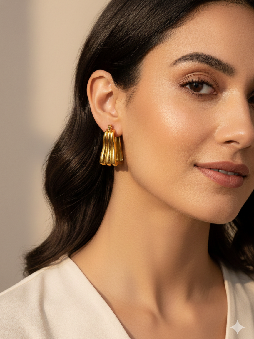 Bliss Drop Earrings Premium Anti-Tarnish Golden Stainless-Steel Earrings from Mrigaya by Nandini