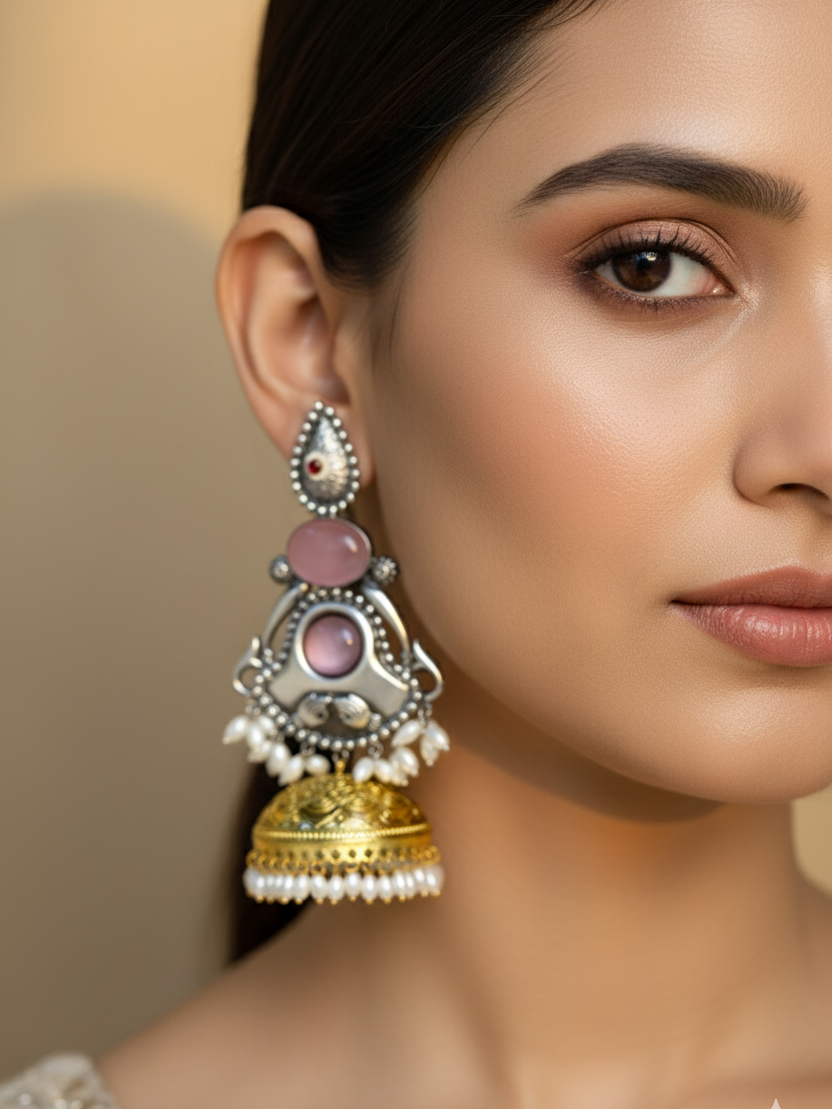 Indrani_Light Weight Heavy-Look Jhumka Collection | Premium range from House of Mrigaya by Nandini | for Festive Occasions & Traditional Look ____Multi colour
