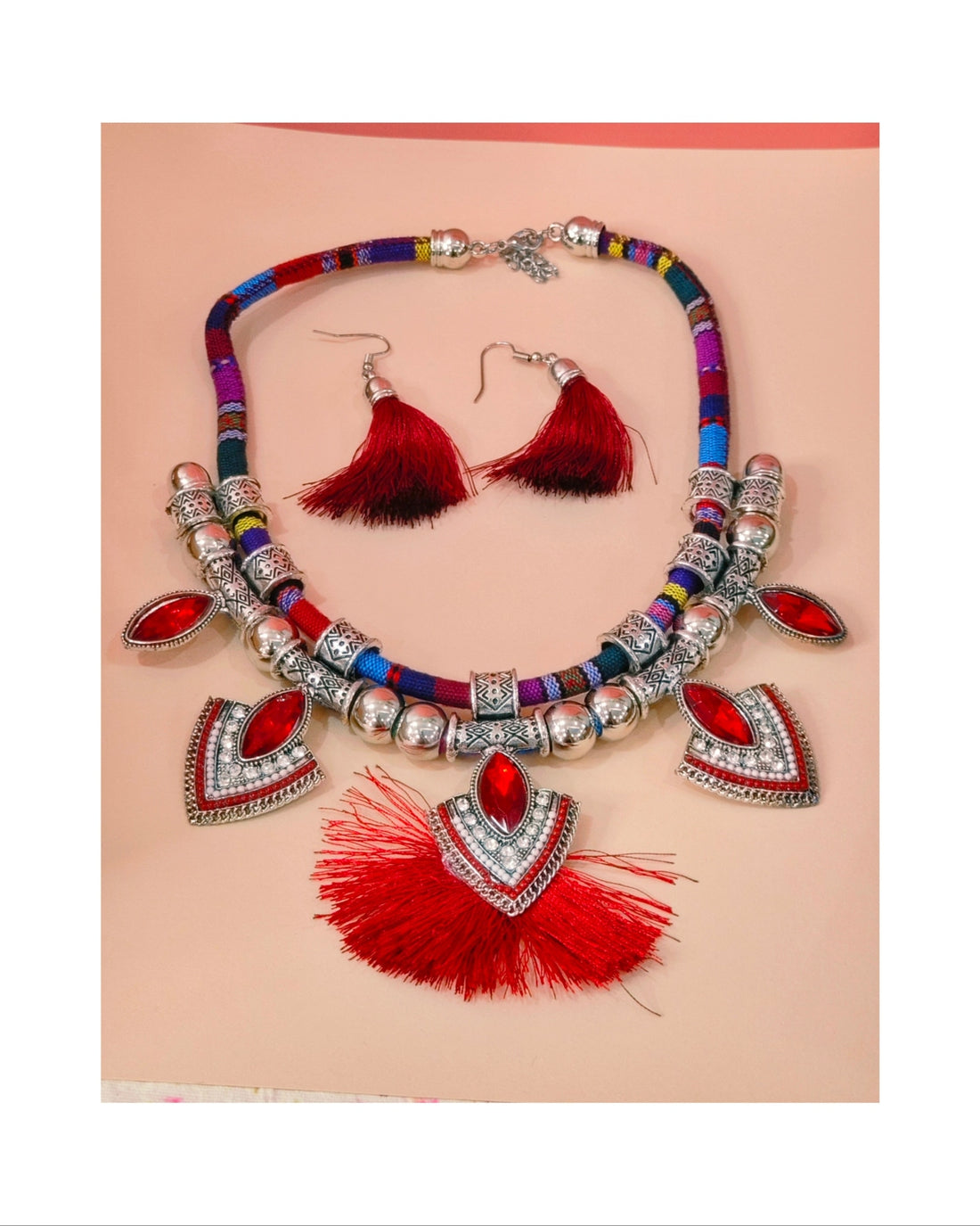 Doriyan - Red  Necklace Set from house of Mrigaya by Nandini for Traditional and Festive Indian Look | for Gifting