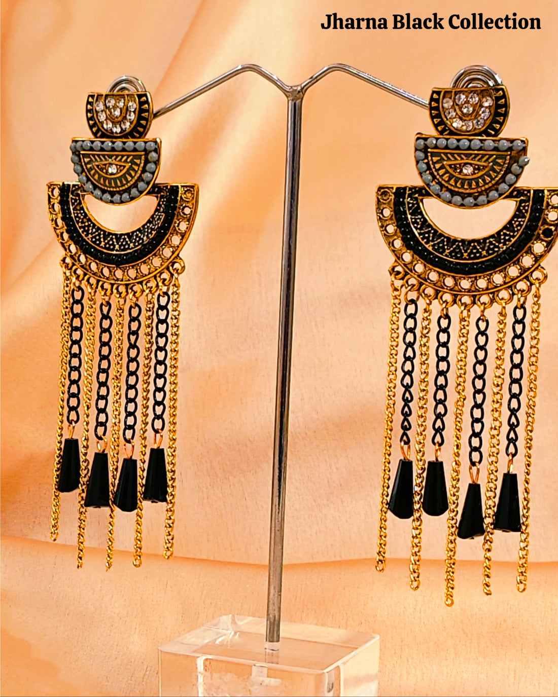 Jharna Earring for Women for Wedding & Traditional Occasion-Black&Blue