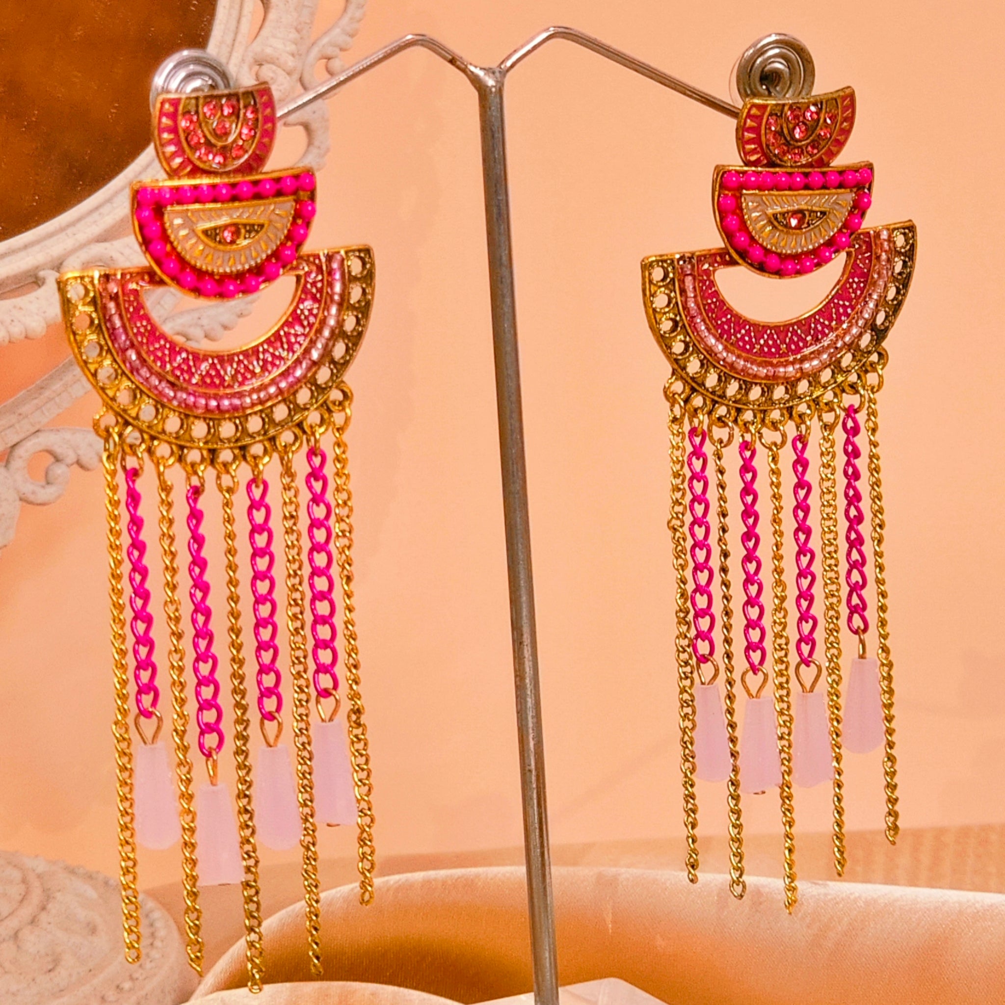 Jharna  Earring for Women for Wedding & Traditional Occasion-Pink