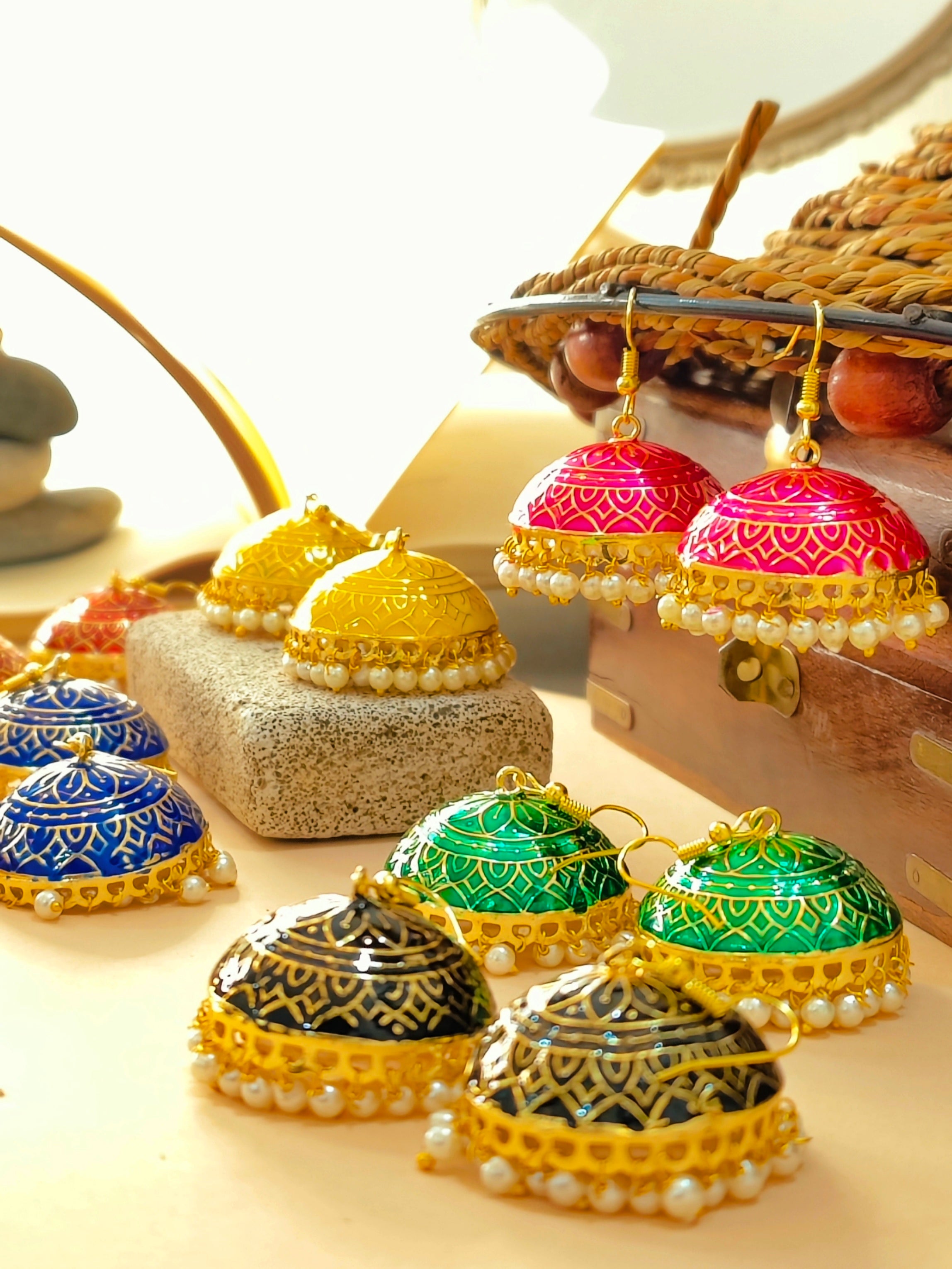 Satrangi Tokri Collection | Hand-Painted Jhumka | for Weddings | Festi