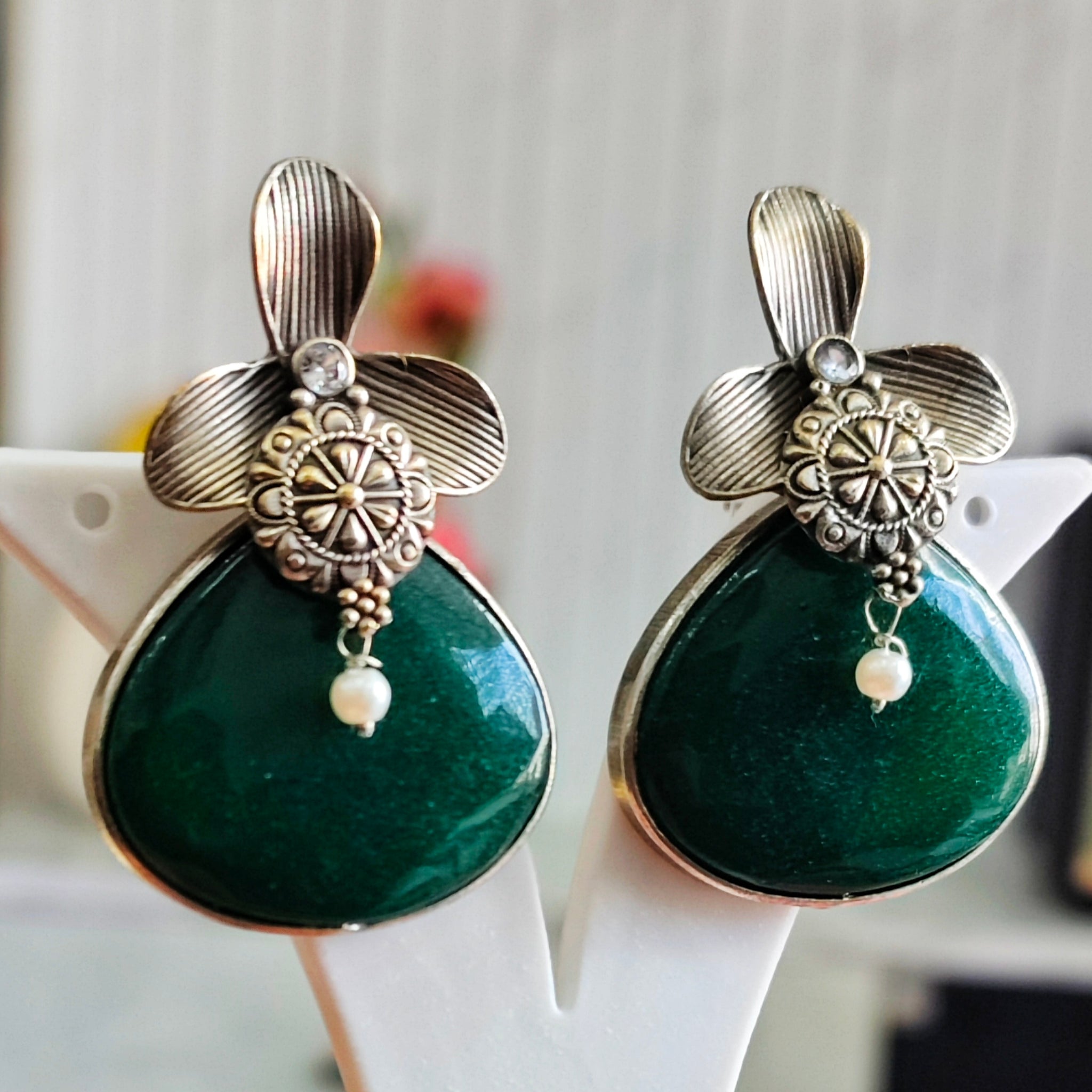 Urj Big Stone Premium Dangler Earrings from the House of Mrigaya by Nandini for Party Look | Festive Occasions & Traditional Look- - Mrigaya India