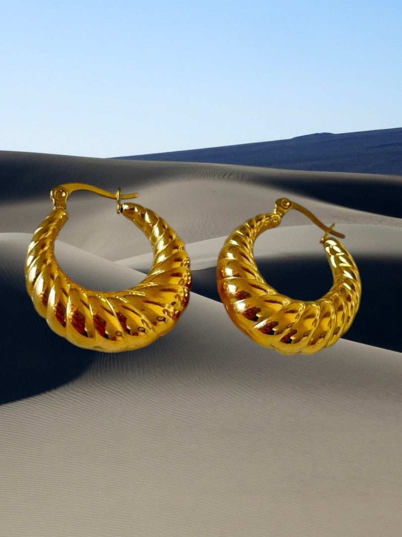 Helix Golden Hoop Anti-Tarnish Premium Earring from Mrigaya by Nandini - Gold
