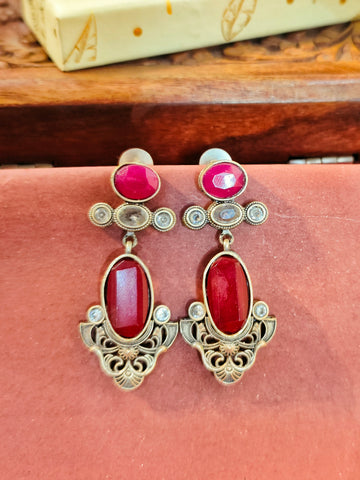 Jhumki Collection from Mrigaya by Nandini for Weddings | Festive Occasions | India Look-Red Green