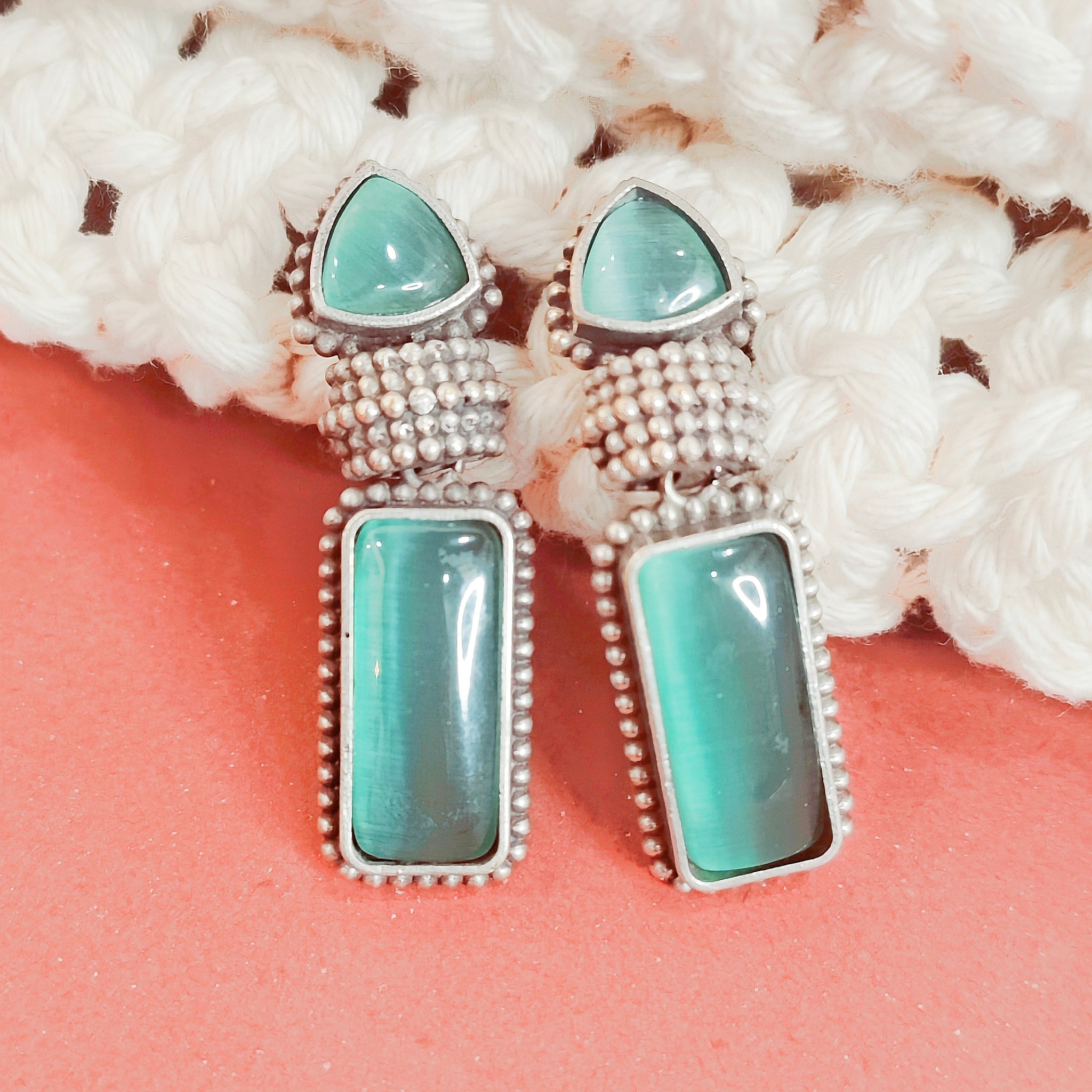 Sankol earring from Mrigaya by Nandini for Traditional and Ethnic Look-Light green