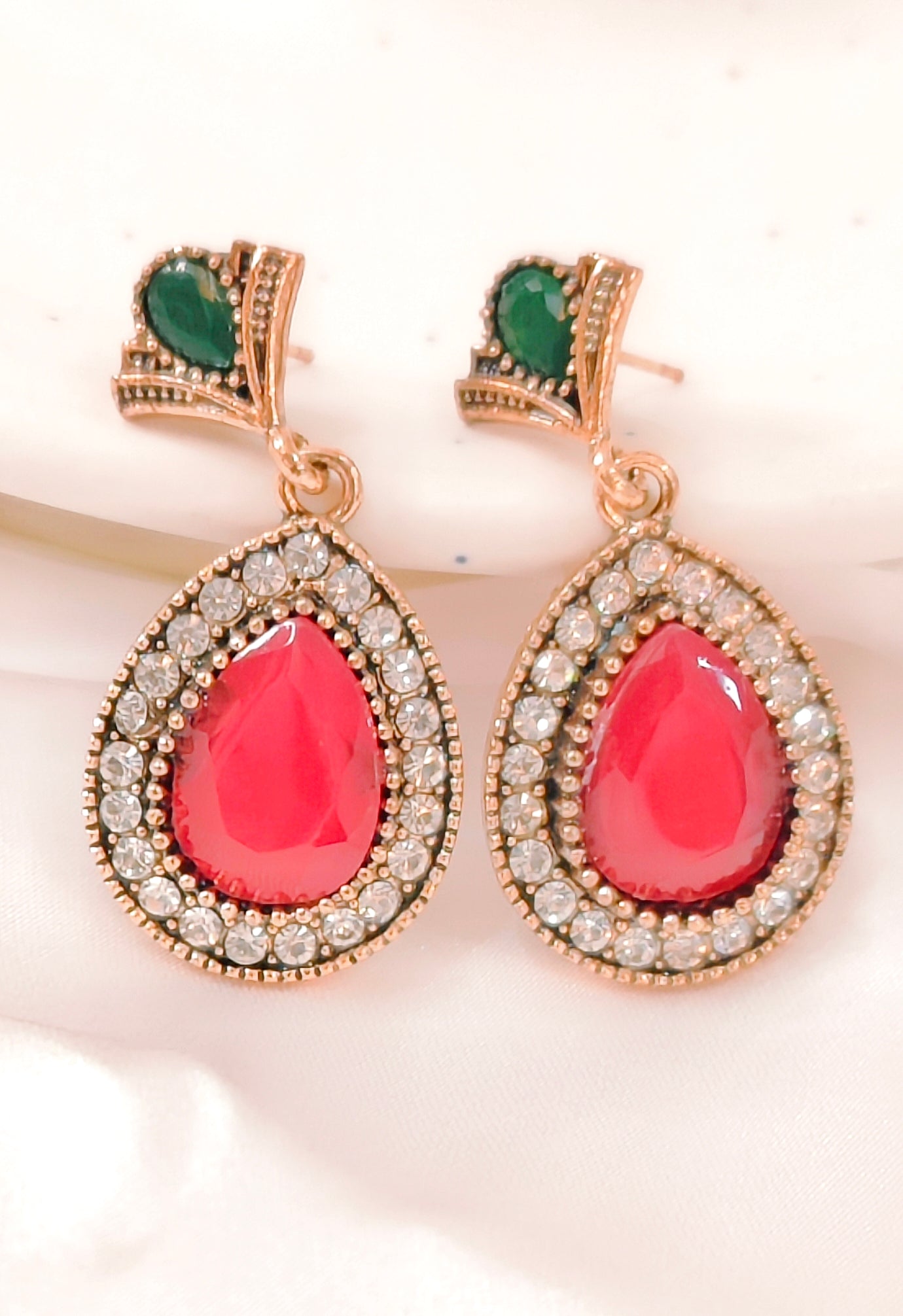 Ekaat Earring from Mrigaya by Nandini for Festive Occasions | India Look & Wedding-Red