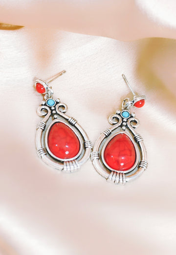 Moonga Earring from Mrigaya by Nandini for Festive Occasions | India Look & Wedding-Red