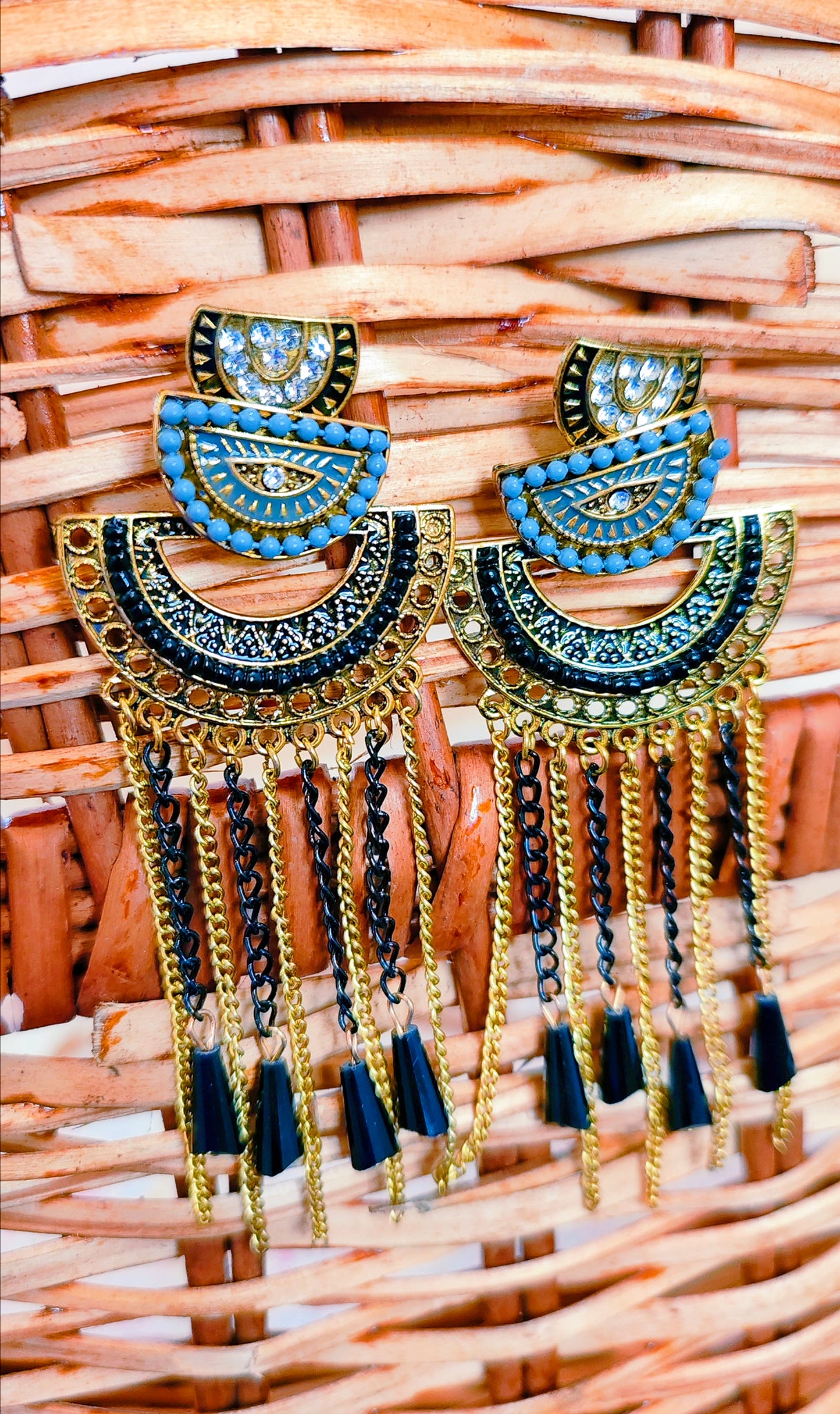 Jharna Earring for Women for Wedding & Traditional Occasion-Black&Blue