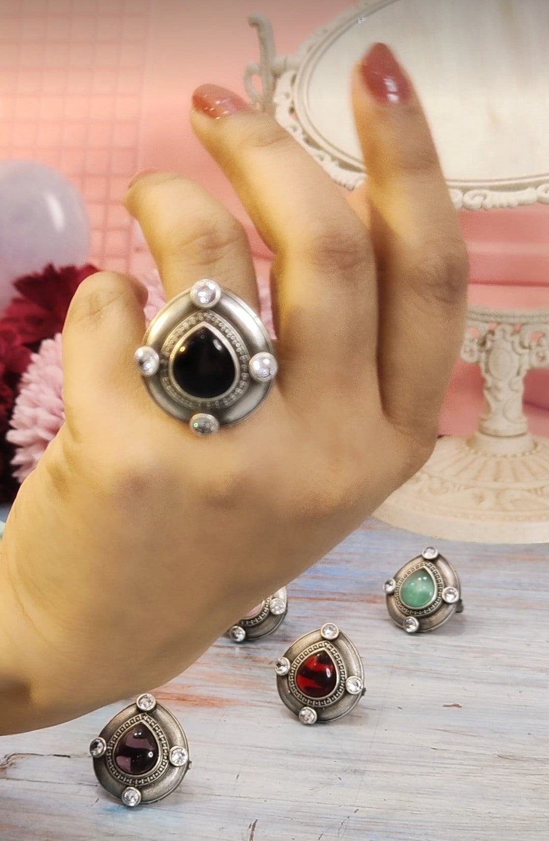 Parn black Colour Statement Rings for festive occasions | for traditio