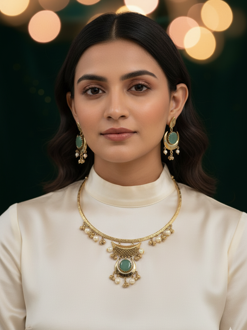 Amaira Premium Gold Hasli for Traditional and Festive Occasions - Bridal Necklace Set
