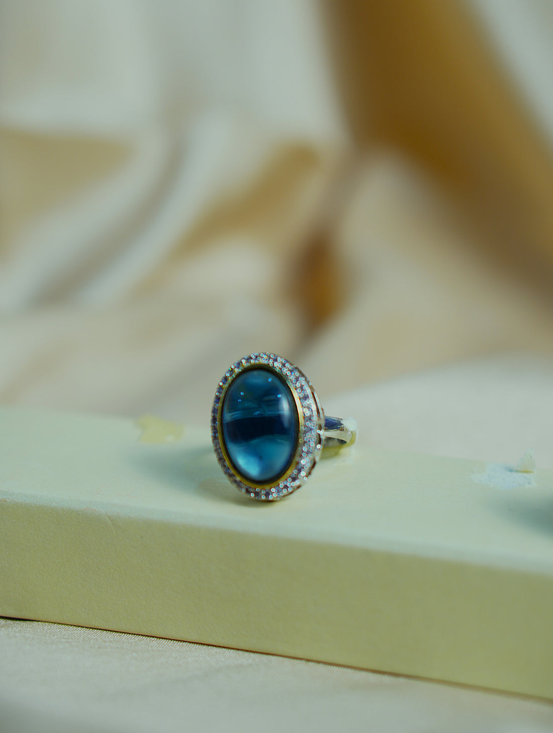 Crown Rings blue Colour with antique finish and single big stone for festive occasions | for traditional look | for office Indian wear__ Blue