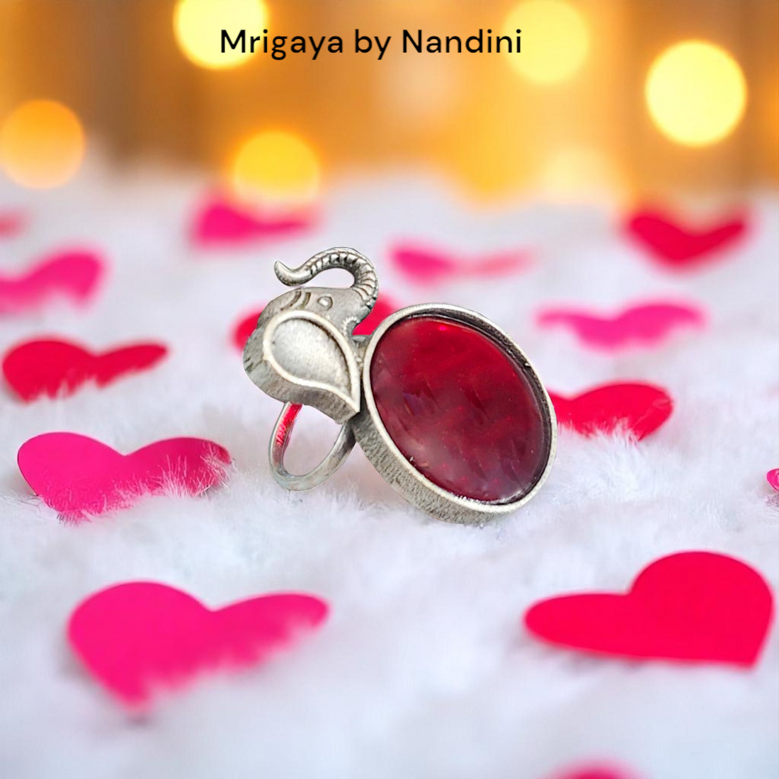 Gaj Rings with antique finish and single stone for festive occasions | for traditional look | for office Indian wear